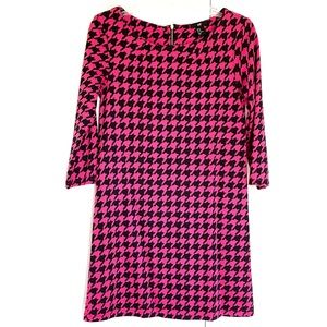 H&M pink and black houndstooth dress